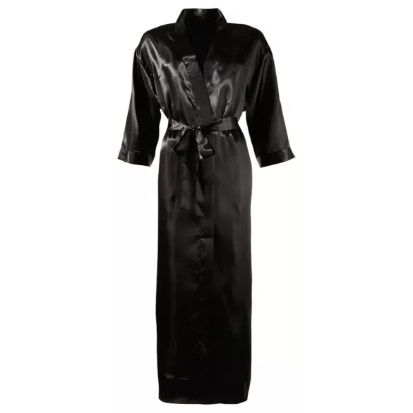 Cottelli - satin morgenkåbe - sort - 2XL/3XL