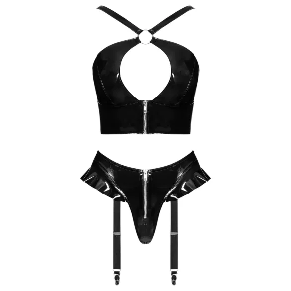 Black Level - lingeriesæt med krydsstropper - sort - M