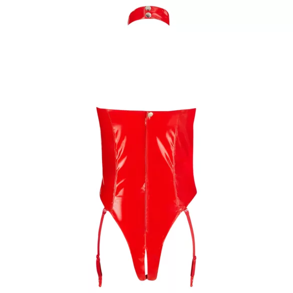 Black Level - åben bodystocking med halsbånd - rød