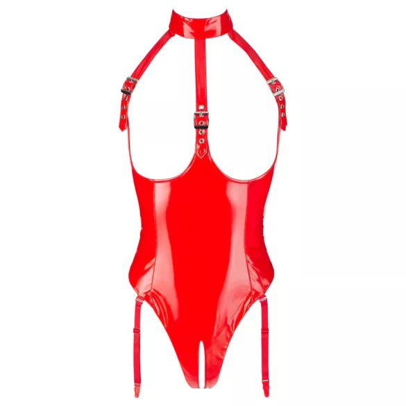 Black Level - åben bodystocking med halsbånd - rød