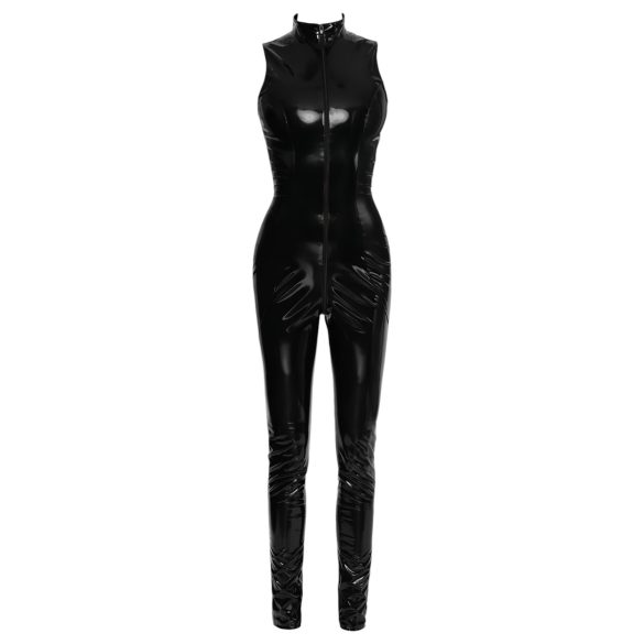 Black Level - catsuit med lynlås - blank vinyl - sort - M