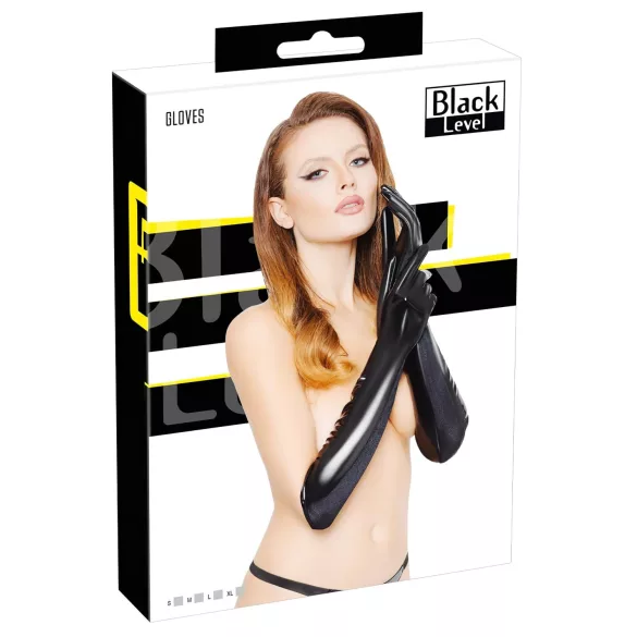 Black Level - lakk handsker - sort - blank - XL