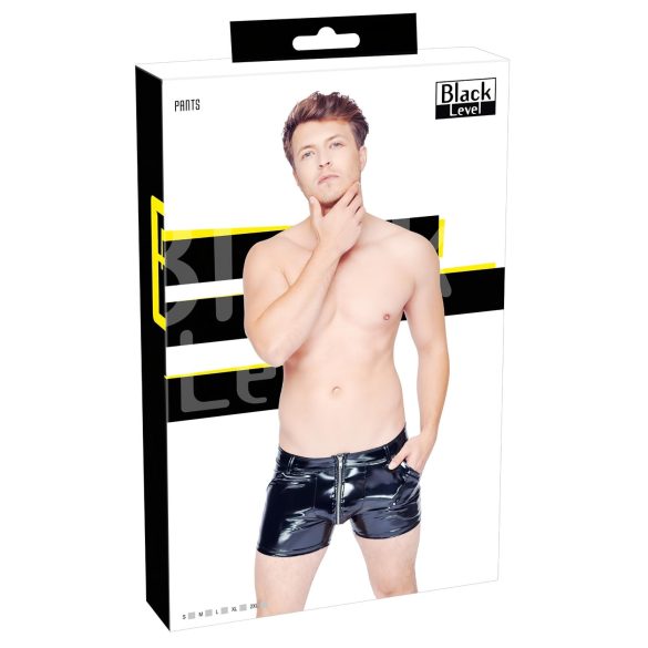 Black Level - mænds lakshorts med sidelommer (sort) - L