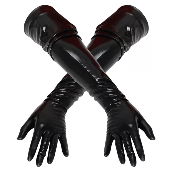 LATEX - lange latexhandsker - unisex - sort - M