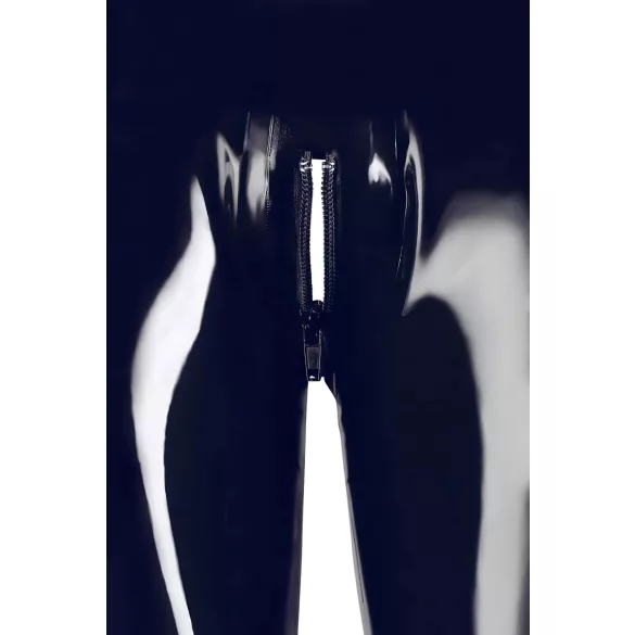 LATEX - leggings med lynlås - sort latex