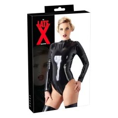 LATEX - bodysuit til kvinder - langærmet - sort latex - M