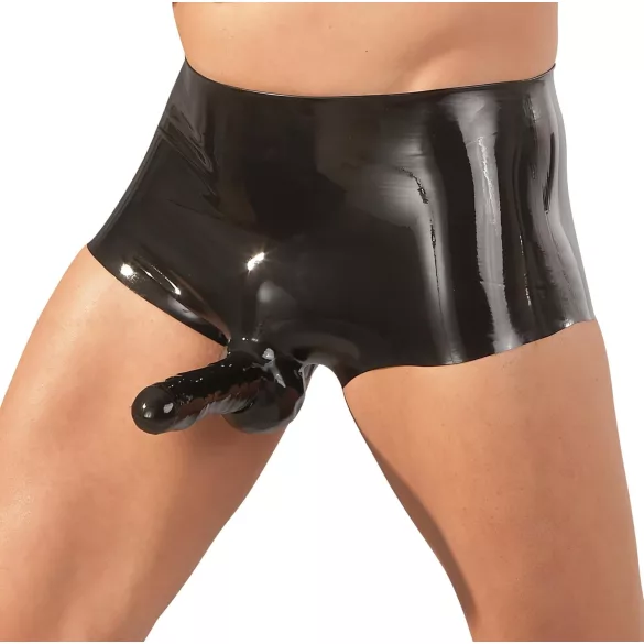 Latex-boxershorts + penishylster (sort) - L/XL
