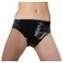 LATEX - kvinde trusse med indbygget dildo (sort) - M