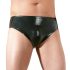 LATEX - herreunderbukser med indbygget penis og anal dildo (sort)