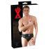 LATEX - herreunderbukser med indbygget penis og anal dildo (sort) - M