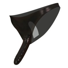 LATEX - harness med dobbelt dildo - sort - justerbar (S-L)