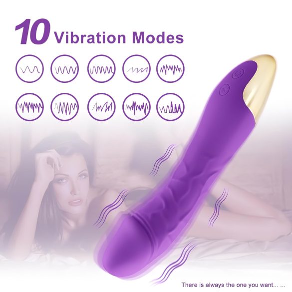Mrow Real Lover - genopladelig, vandtæt realistisk vibrator (lilla)