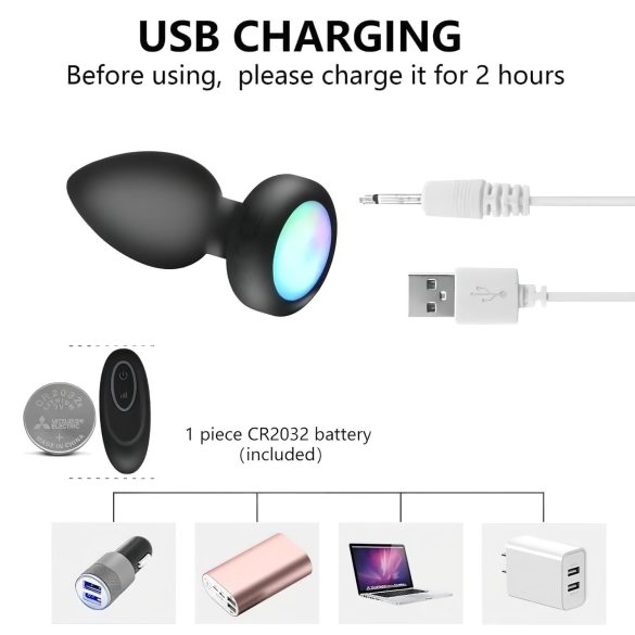 Mrow - analvibrator med lys og fjernbetjening - sort