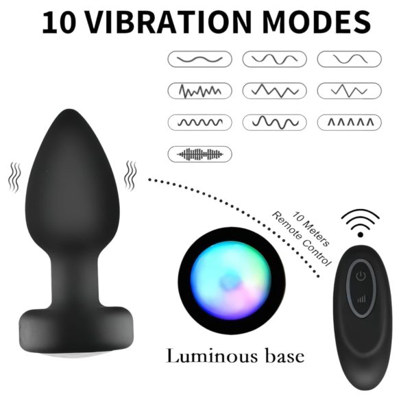 Mrow - analvibrator med lys og fjernbetjening - sort