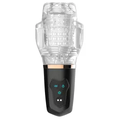   Funny Me Rocket Cup - sugende vibratorisk masturbator - gennemsigtig/sort