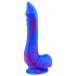 Inkipus - dildo med testikler - silikone 18cm - blå/pink