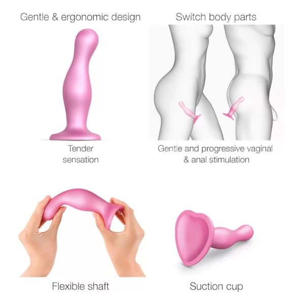 Strap-on-me Curvy S - bølget dildo med sugekop (pink)