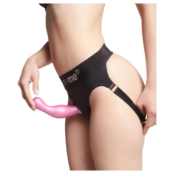 Strap-on-me Curvy S - dildo med sugekop - bølget - silikone - pink