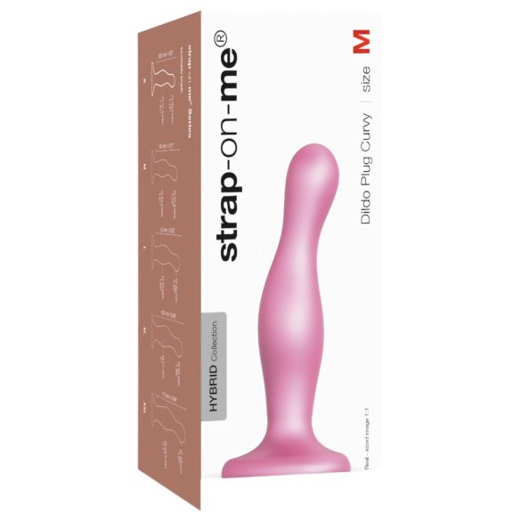 Strap-on-me Curvy M - bølget, med sugekop dildo (pink)