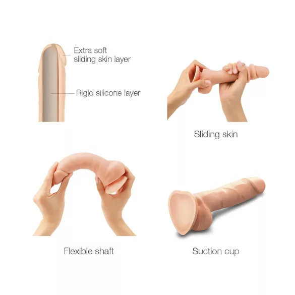 Strap-on-me - dildo med sugekop - dobbeltlag - silikone natur