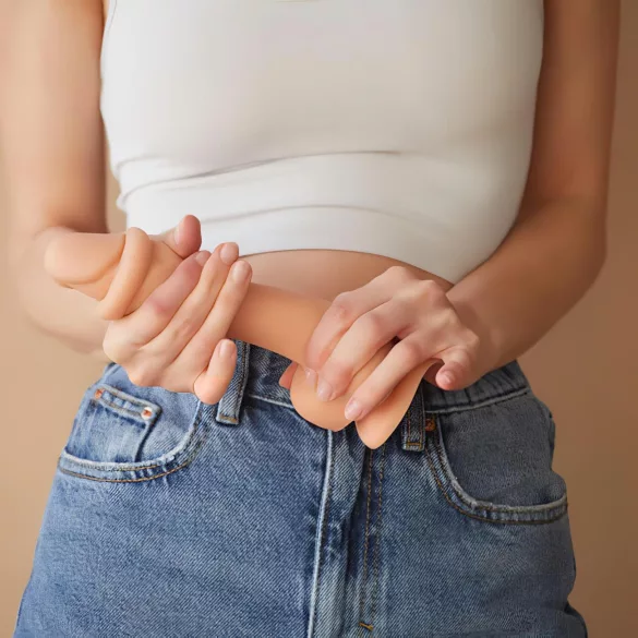 Strap-on-me - dildo med sugekop - dobbeltlag - silikone natur