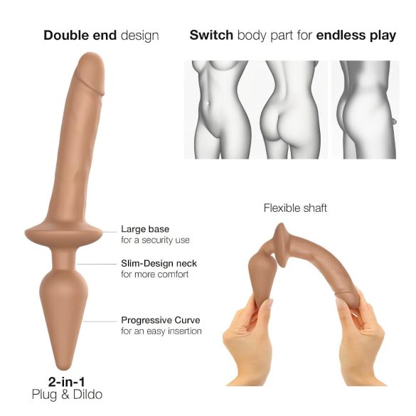 Strap-on-me Switch Realistisk S - 2-i-1 silikone dildo (naturlig)