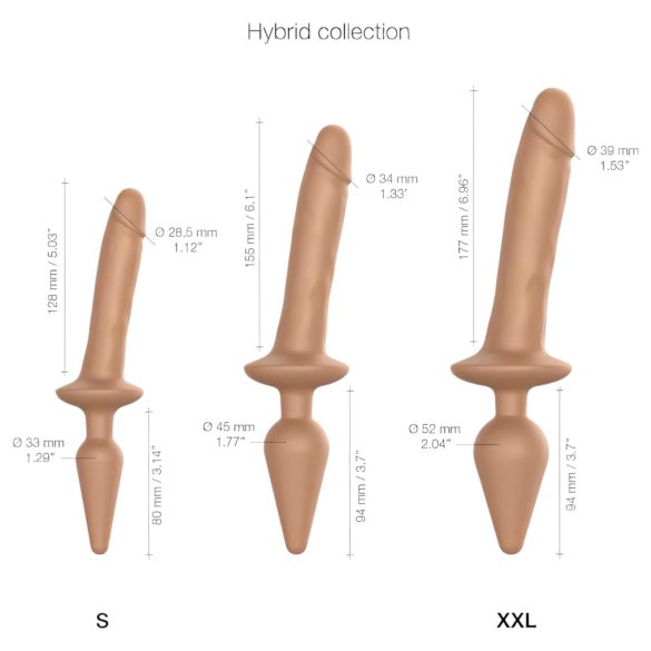 Strap-on-me Switch Realistisk S - 2-i-1 silikone dildo (naturlig)