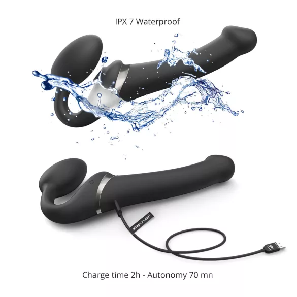Strap-on-me - strap-on vibrator med luftbølger - sort