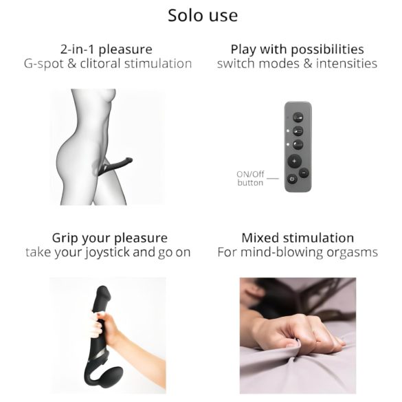 Strap-on-me M - luftbølge strap-on vibrator (sort)