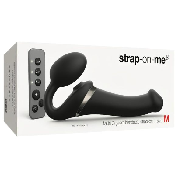 Strap-on-me M - luftbølge strap-on vibrator (sort)