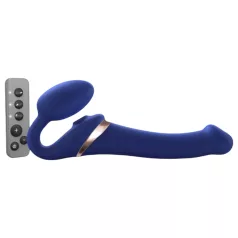   Strap-on-me - strap-on vibrator med luftbølger - silikone blå M