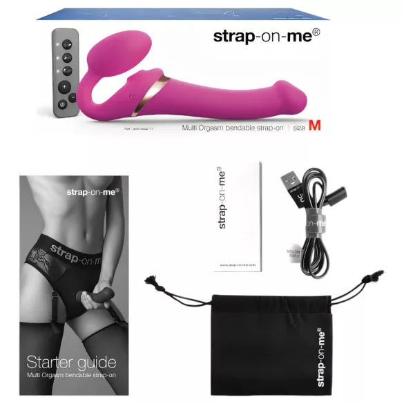 Strap-on-me - strap-on vibrator med luftbølger - silikon pink