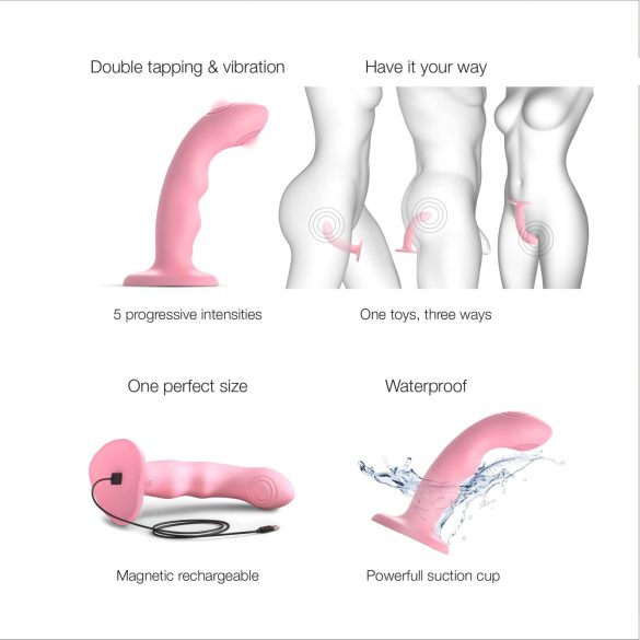 Strap-on-me M - vandtæt, pulserende G-punkt vibrator (pink)