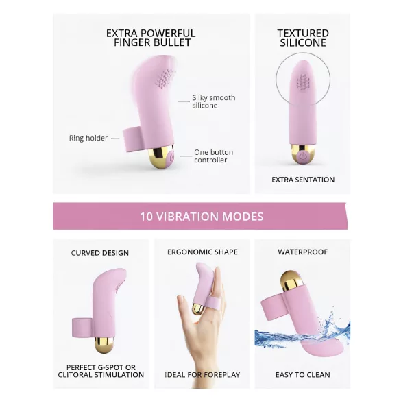 Love to Love - fingervibrator med genopladelig motor - pink