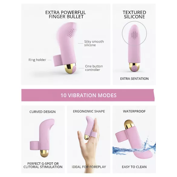 Love to Love - fingervibrator med genopladelig motor - pink