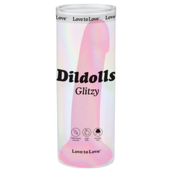 Dildolls Glitzy - pink silikondildo med sugekop