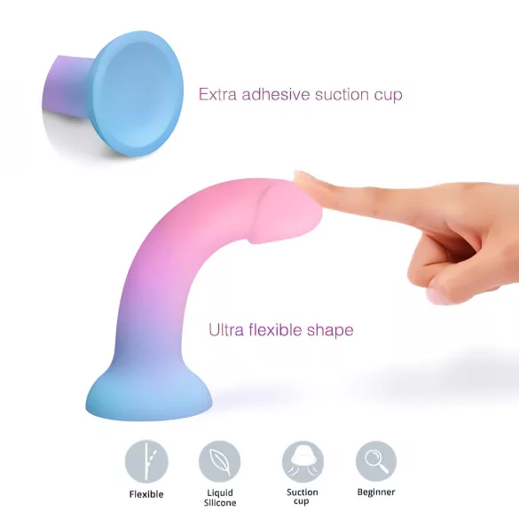 Dildolls Utopia - silikondildo med sugekop - farverig