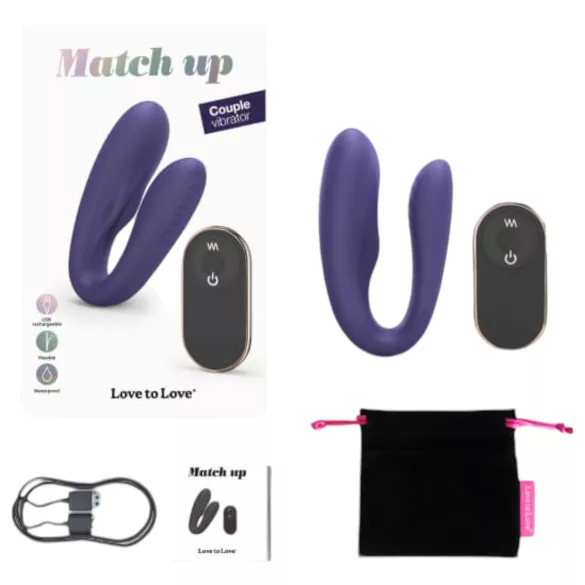 Love to Love - parvibrator med fjernbetjening - genopladelig - lilla