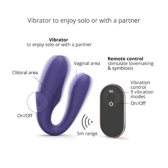 Love to Love - parvibrator med fjernbetjening - genopladelig - lilla