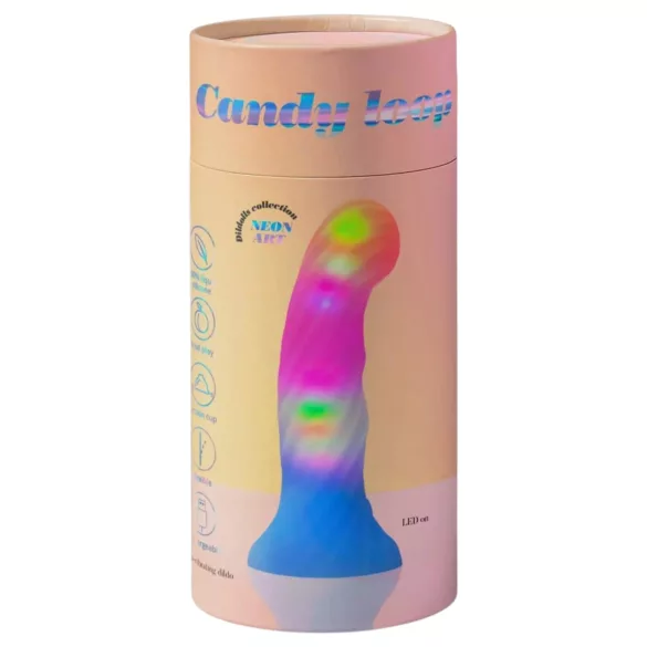 Love to Love Candy Loop - lysende LED-silikone dildo (lyserød-blå) - 16,9 cm