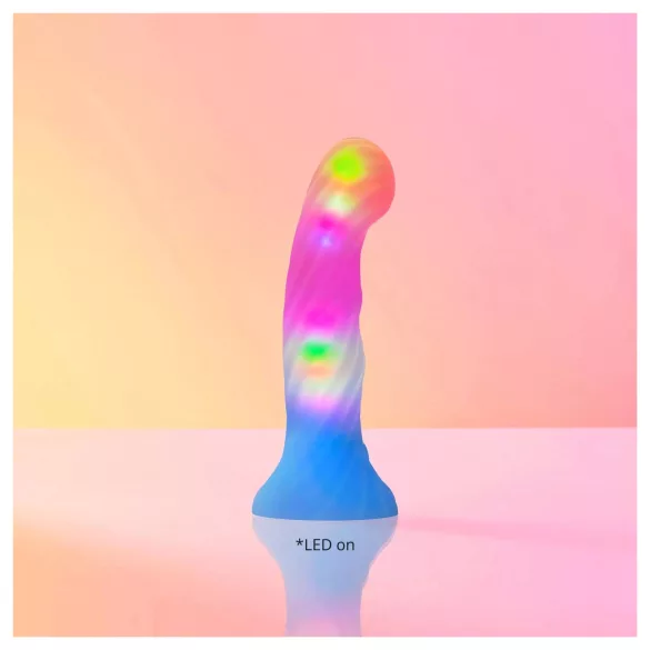 Love to Love Candy Loop - lysende LED-silikone dildo (lyserød-blå) - 16,9 cm