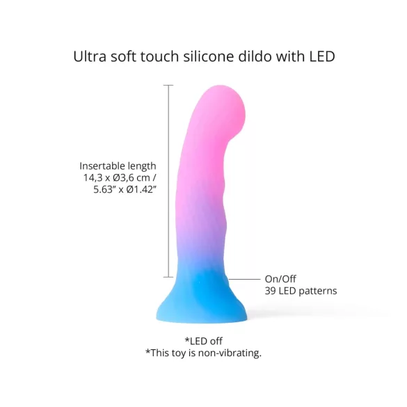Love to Love Candy Loop - lysende LED-silikone dildo (lyserød-blå) - 16,9 cm