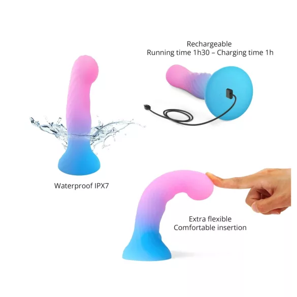 Love to Love Candy Loop - lysende LED-silikone dildo (lyserød-blå) - 16,9 cm