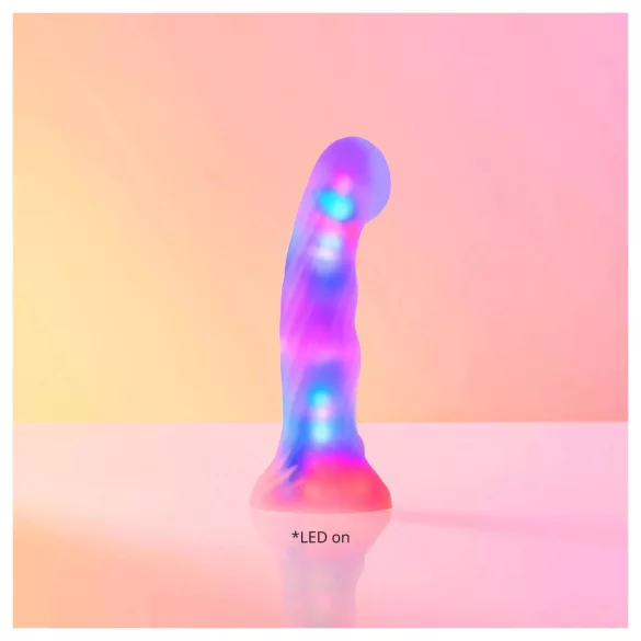 Love to Love Sugar Bomb - lysende silikonedildo med LED (pink-gul) - 16,9 cm