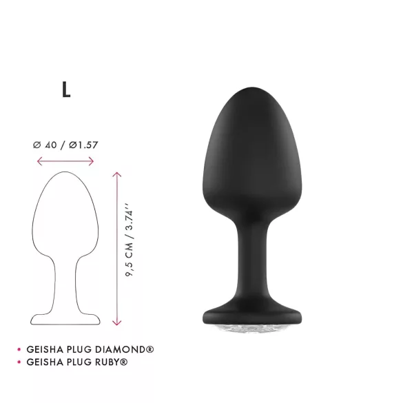 Dorcel Geisha Plug Diamond L - hvid sten anal plug (sort)