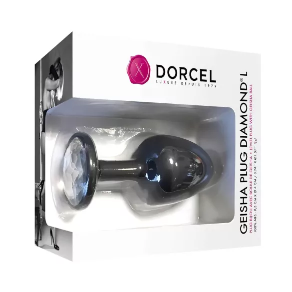 Dorcel Geisha Plug Diamond L - hvid sten anal plug (sort)