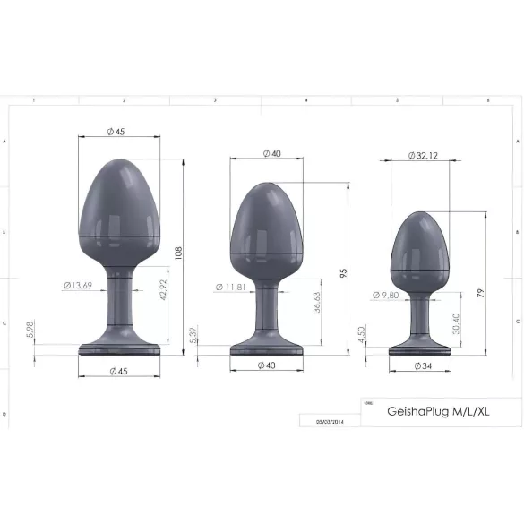 Dorcel Geisha Plug Diamond L - hvid sten anal plug (sort)