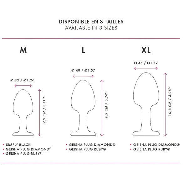 Dorcel Geisha Plug Diamond XL - sort anal plug med hvid sten