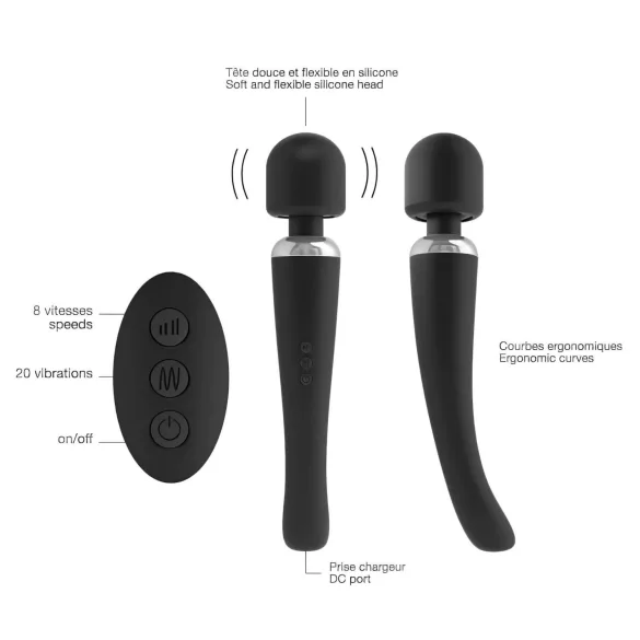 Dorcel Megawand - massage vibrator - genopladelig - sort