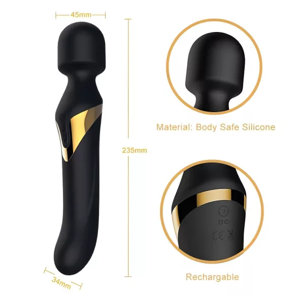 Dorcel - 2i1 vibrator og wand massager - sort